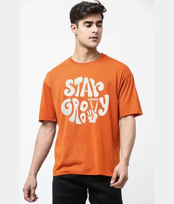 Leotude Pack of 1 Cotton Blend Oversized Fit Men's T-Shirt ( Orange )