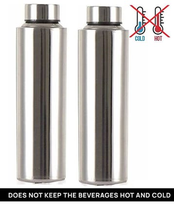 AKG Stainless Steel Water Bottle for Office/Gym/School Silver 900 mL Steel Water Bottle set of 2