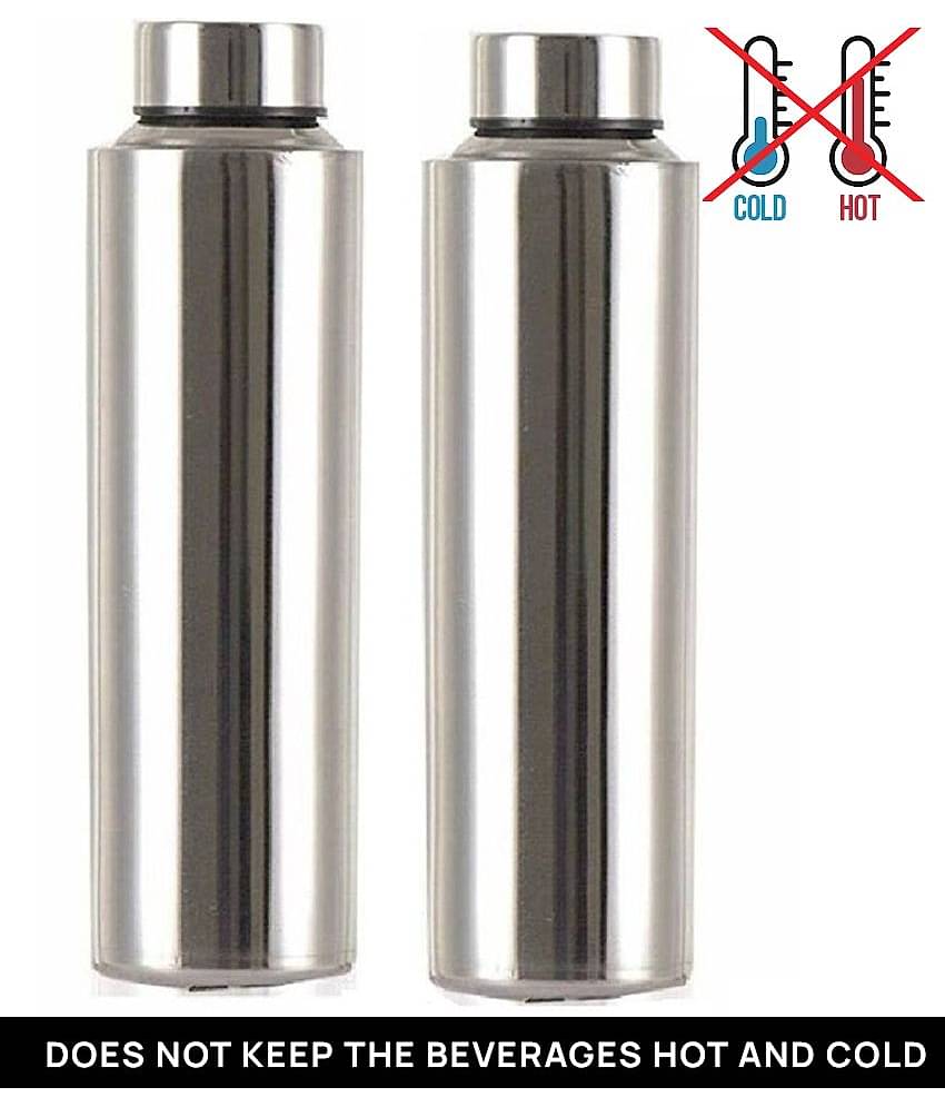 AKG Stainless Steel Water Bottle for Office/Gym/School Silver 900 mL Steel Water Bottle set of 2