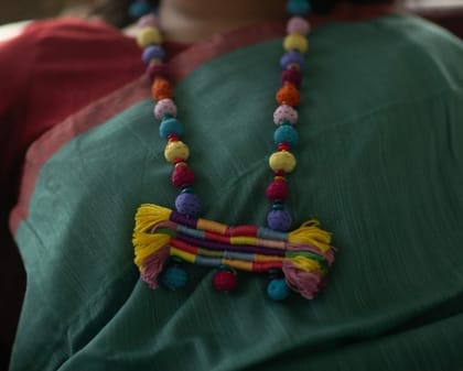 Multicolor Handcrafted Cloth Jewelry Neckpiece  Vibrant and Stylish