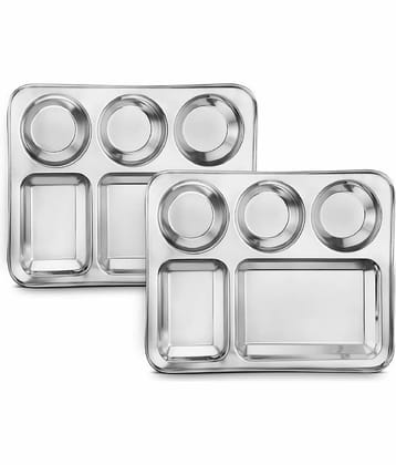 Classic Essentials 2 Pcs Stainless Steel Silver Partition Plate