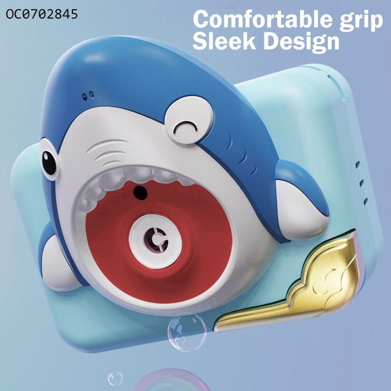 Sharky Bubbles: Interactive Bubble Camera Toy for Kids with Light and Music(Outer BOX slightly Damage)-Blue
