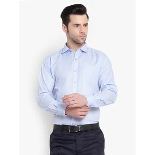 Baleshwar Men Blue Solid Formal Shirt (Pack of 1 )