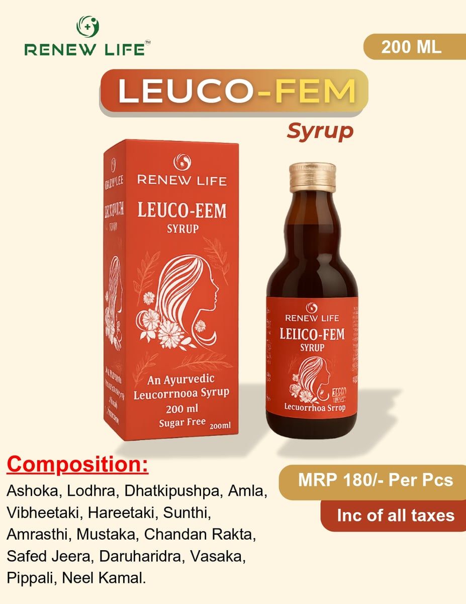 Renew Life Leuco-Fem Ayurvedic Syrup (200ml) | Sugar-Free Herbal Formula | Women's Wellness