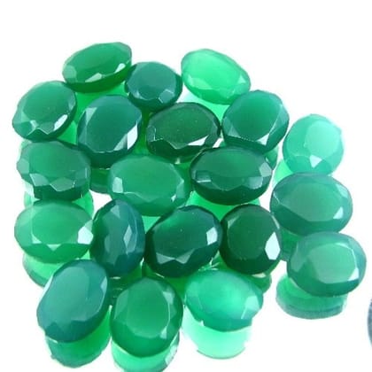 128.4Ct 20pc Wholesale Lot Natural Green Onyx Oval aceted Gemstones