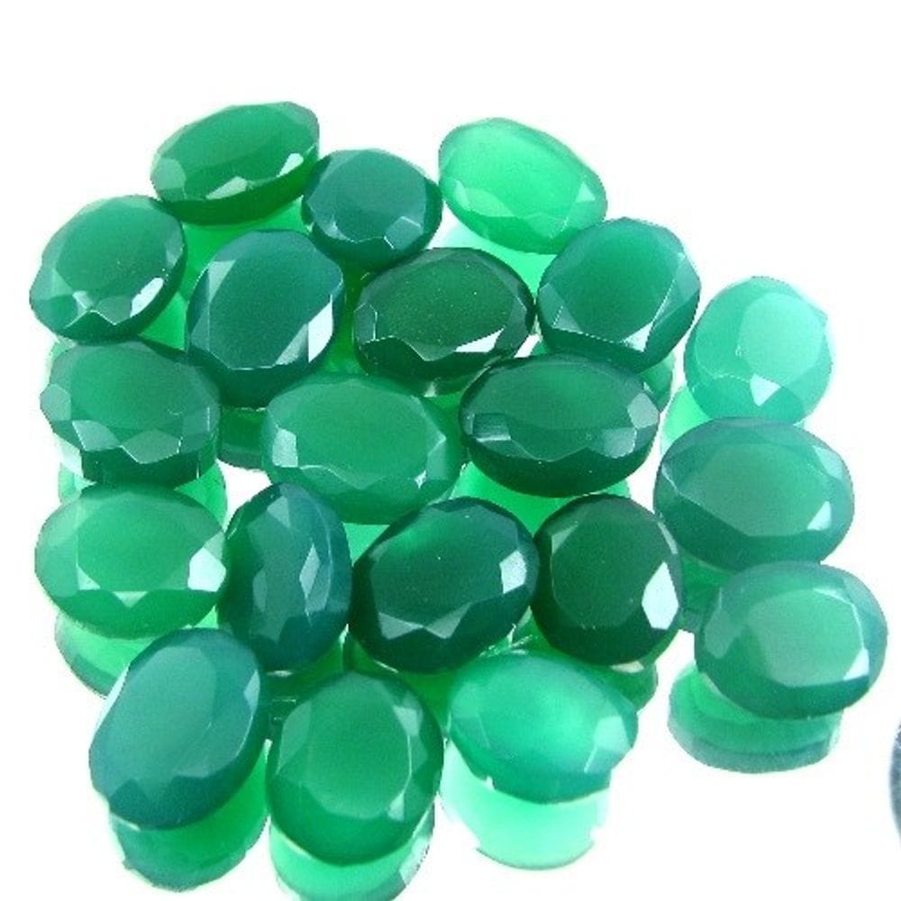 128.4Ct 20pc Wholesale Lot Natural Green Onyx Oval aceted Gemstones