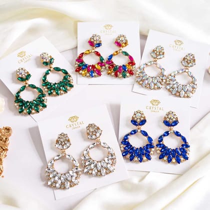 Imperial | Long Crystal Earrings-AB White