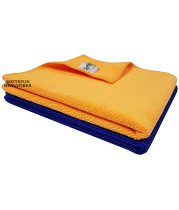 SOFTSPUN Microfiber Cleaning Cloths, 2pcs 40x40cms 340GSM Multi-color! Highly Absorbent, Lint and Streak Free, Multi -Purpose Wash Cloth for Kitchen, Car, Window, Stainless Steel, silverware.