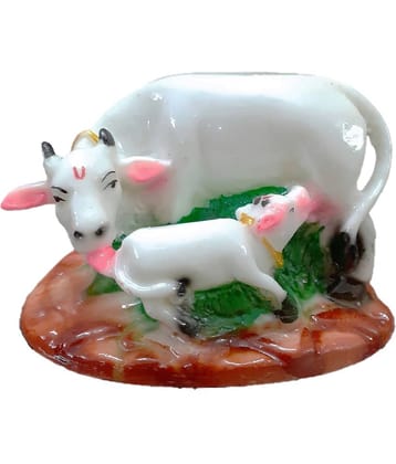AFTERSTITCH cow baby idol statue for car deshboard home office decor vastu Showpiece 9 cm  (Pack of 1)