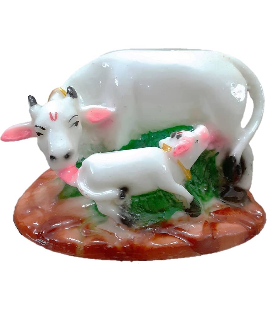 AFTERSTITCH cow baby idol statue for car deshboard home office decor vastu Showpiece 9 cm  (Pack of 1)