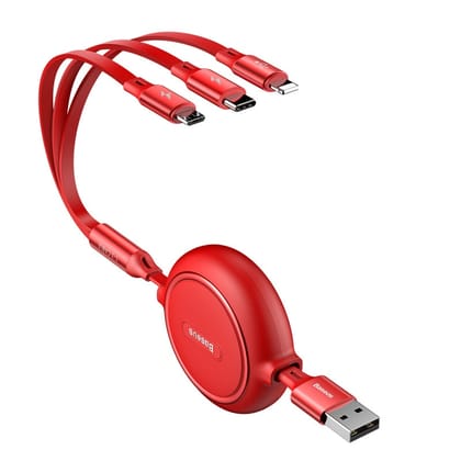 Baseus Golden Loop 3-in-1 Elastic Data Cable USB-Micro USB/Lightning/USB-C 3.5A-Red