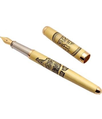 Srpc Jai Shree Ram Ayodhya Mandir Engraved On Golden Metal Body Fountain Pen
