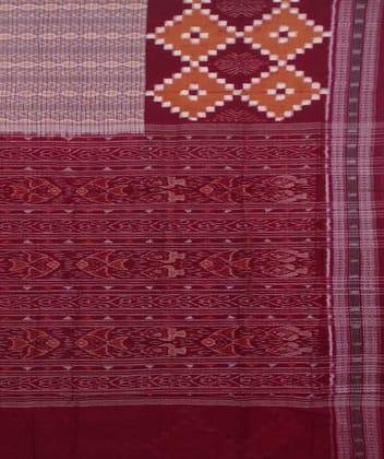 Maroon sambalpuri handwoven cotton saree