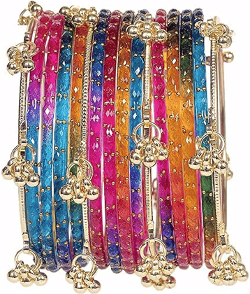 Vedhahi Multicolor Bangle Set ( Pack of 16 )