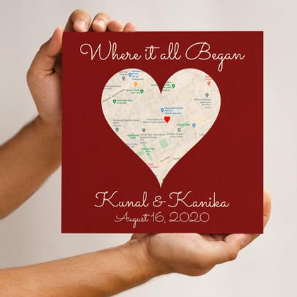Personalised | Map Heart | Wedding Gift Special-8x8 Inch