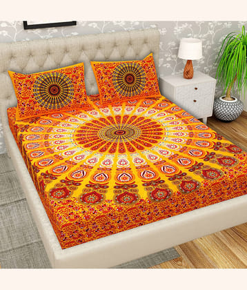 Cosito Cotton 1 Double Bedsheet with 2 Pillow Covers ( Yellow )