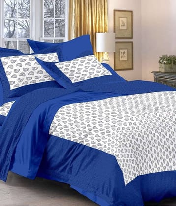 UniqChoice Rajasthani 100% Cotton Jaipuri Floral King Size 1 Double Bedsheet With 2 Pillow Cover