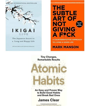 Combo Of 3 Books ( Ikigai Japanese + The Subtle Art of Not Giving a F*ck + Atomic Habits ) English Novel For paperback