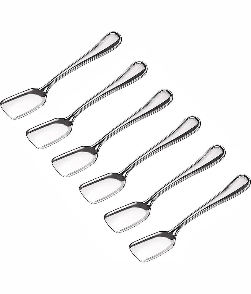 LEROYAL - Silver Stainless Steel Ice Cream Spoon ( Pack of 6 )