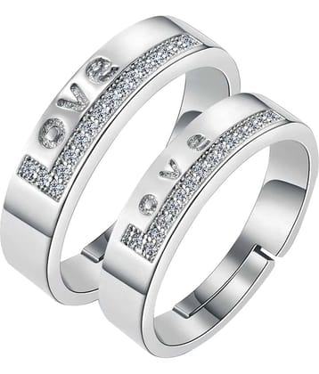 SILVERSHINE,silver plated ring simbol of love decorated of diamond adjustable couple ring for men and women.