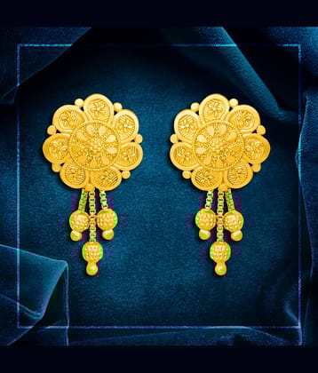 LUV FASHION Golden Danglers Earrings ( Pack of 1 )