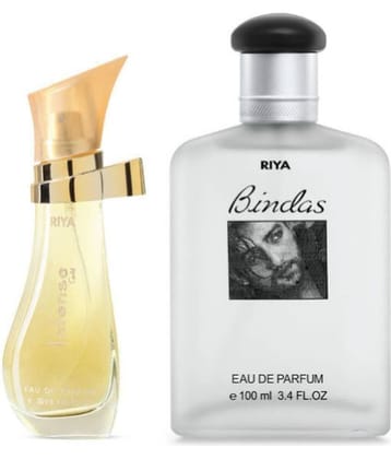 Riya Intense Gold(30 ml) & Bindas(100 ml) Eau De Parfum (EDP) Woody Fragrance For Men (Pack of 2)