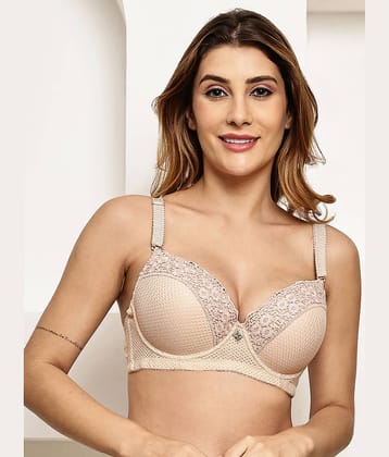 PrettyCat Pack of 1 Lace Lightly Padded T-Shirt Bra For Women ( Red )