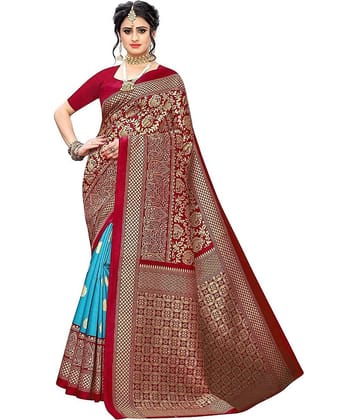 Samai Cotton Silk Embellished Saree With Unstitched Blouse Piece ( Rama )