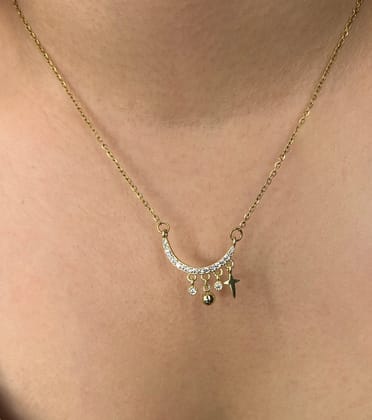 Moonlit 18k Gold Plated Charms Pendant Necklace