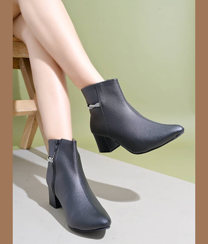 Shoetopia Black Women's Ankle Length Boots