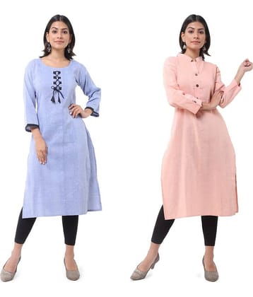 DESHBANDHU DBK - Multicolor Cotton Women's Straight Kurti ( Pack of 2 )