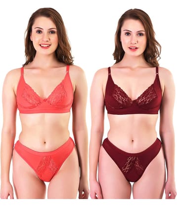 TCG Pack of 2 Cotton Lycra Women's Bra & Panty Set ( Multi Color )