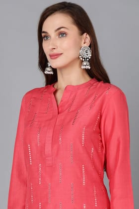 Coral Silk Blend Embroidered Kurta Pant With Dupatta PKSKD1785 Coral Silk Blend Embroidered Kurta Pant With Dupatta PKSKD1785