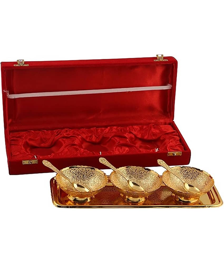 Rajrang Royal Brass Metal Bowl with Box- Pack of 3