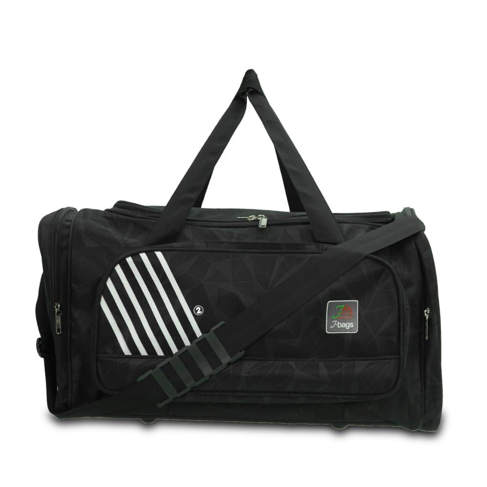 JB Geometric Heavy-Duty Multi-Purpose Duffle Bag | 45L Travel & Gym Bag | Water-Resistant Matty Finish | Dual Zipper | External Shoe Pocket | Adjustable Shoulder Strap (Wine, Black, T Blue)