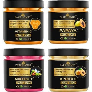 PARK DANIEL Vitamin C, Papaya & Mix Fruit Tan Removal Scrub Pack of 3 Jars of 100 ml(300 ml) Scrub (300 ml)