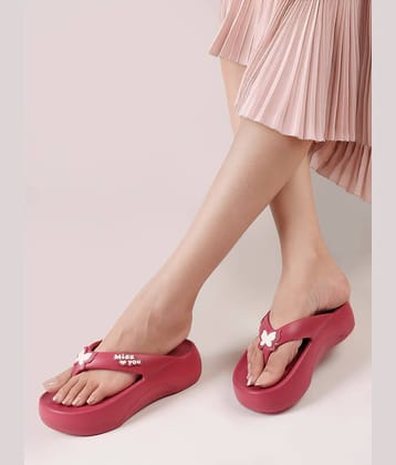 Sukun Maroon Women's Thong Flip Flop