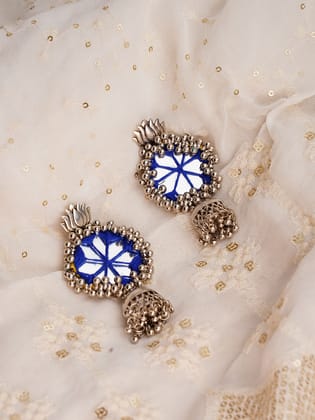 Blue Jhumka - Fabric Earring