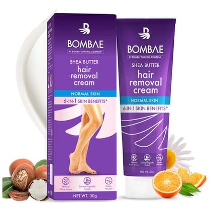 Bombae Shea Butter Hair Removal Cream - For Women With Aloe Vera & Bisabolol, For Sensitive Skin, 30 gm