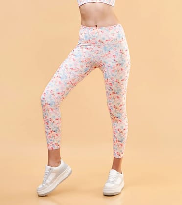 Enamor Active Dryfit Printed High Waist Legging Activewear|A607-Painted Flower Pastle Green Comvo / L