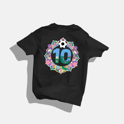 MESSI  10 - Round Neck Drop Shoulder Graphic Printed Oversized Cotton T-shirt-S / Black