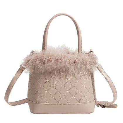 Faux Fur Womens Plush Bucket Bag Sweet Ladies Portable Crossbody Bags Casual Daily Female Handbags Purse Shoulder Bags Online