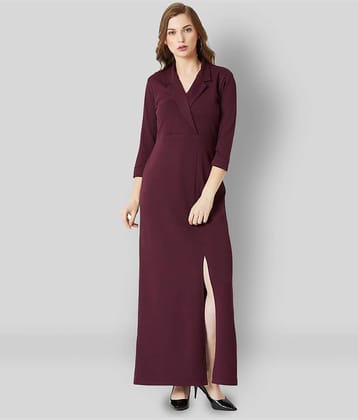 Miss Chase Women Crepe Solid A-line Dress ( Maroon )