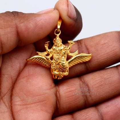 925 sterling silver Hindu idol Lord Vishnu with Garuda gold polished pendant, excellent unisex locket pendant customized jewelry nsp544