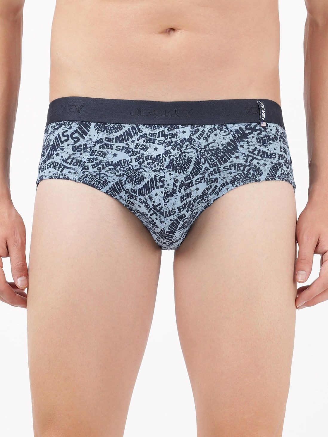 Jockey USA Original Assorted Men's Super Combed Cotton Printed Brief with Ultrasoft Waistband US52-M / Assorted