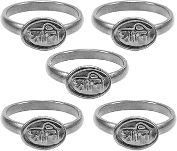 REAL SEED Shani Dosha Niwaran Adjustable Black Horse Shoe Iron Ring - Set of 5 Rings Combo Pack