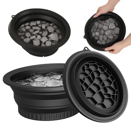 Silicone Face Ice Bowl with Built-In Ice Tray  Collapsible Facial Ice Bath Plunge Tub for Skin Tightening, Puffiness Reduction & Glowing Skin  Portable Ice Dunk Bowl (Multicolor)