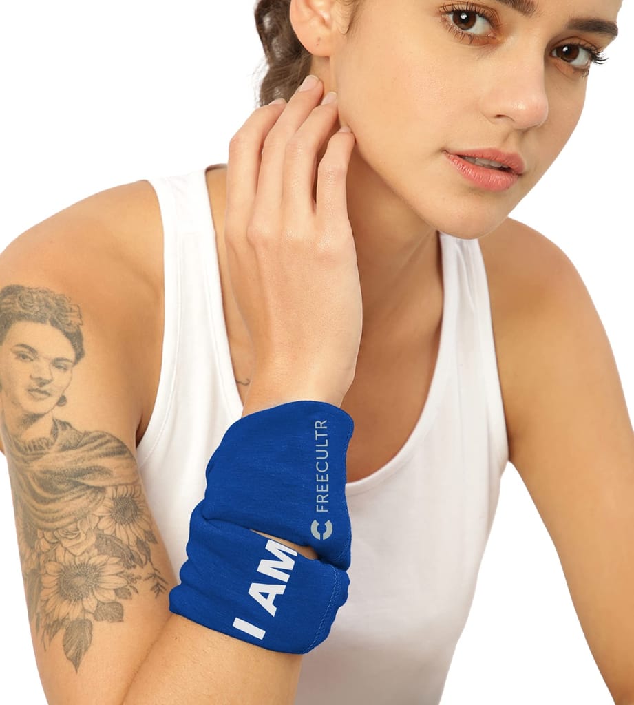 FREECULTR Unisex Bamboo Bandana, Anti Microbial Super Soft & Comfort Fit, Breathable Multipurpose Headband, Face Mask for Dust Protection and Sun - Size Printed Pack of 2-Cuban Peach, Pilot Blue