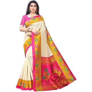 SVB Saree Cream Colour Art Silk Saree
