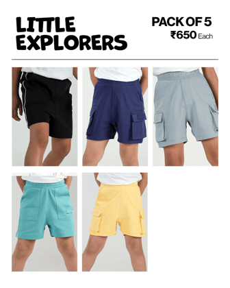 5-Pack All Day Cargo & Free Flo Shorts-4-5 Y